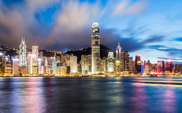 Clouds rush over Hong Kong coastline